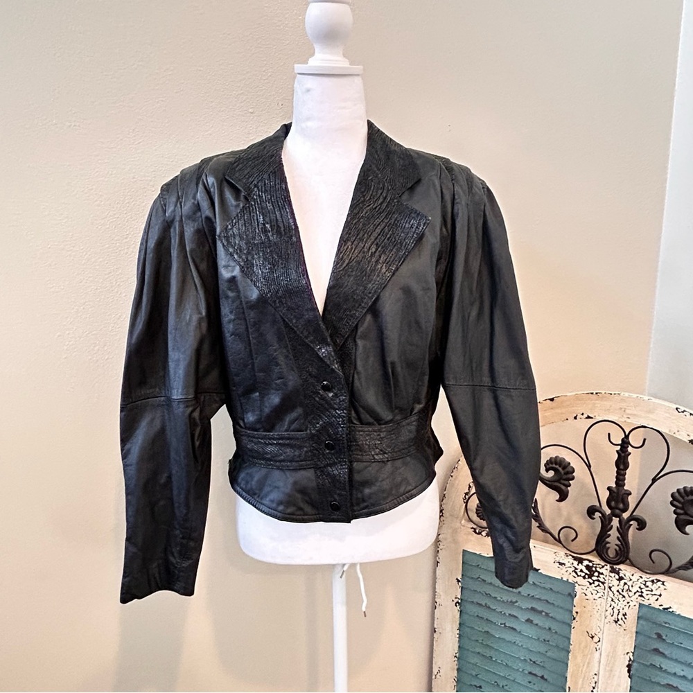 Vintage 80s Black Leather Jacket ASO Kelly Lebroc Vamp Metal Hair Band